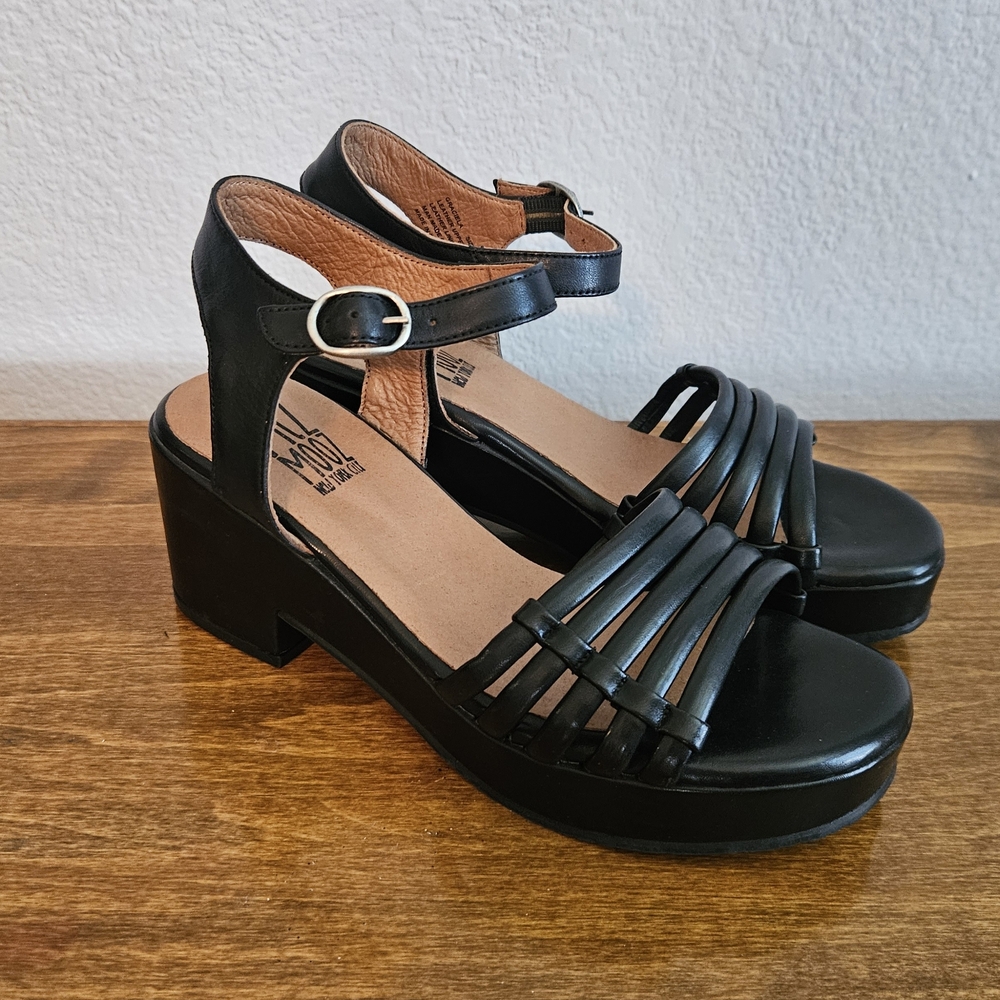 Miz Mooz Black Strappy Platform Sandals